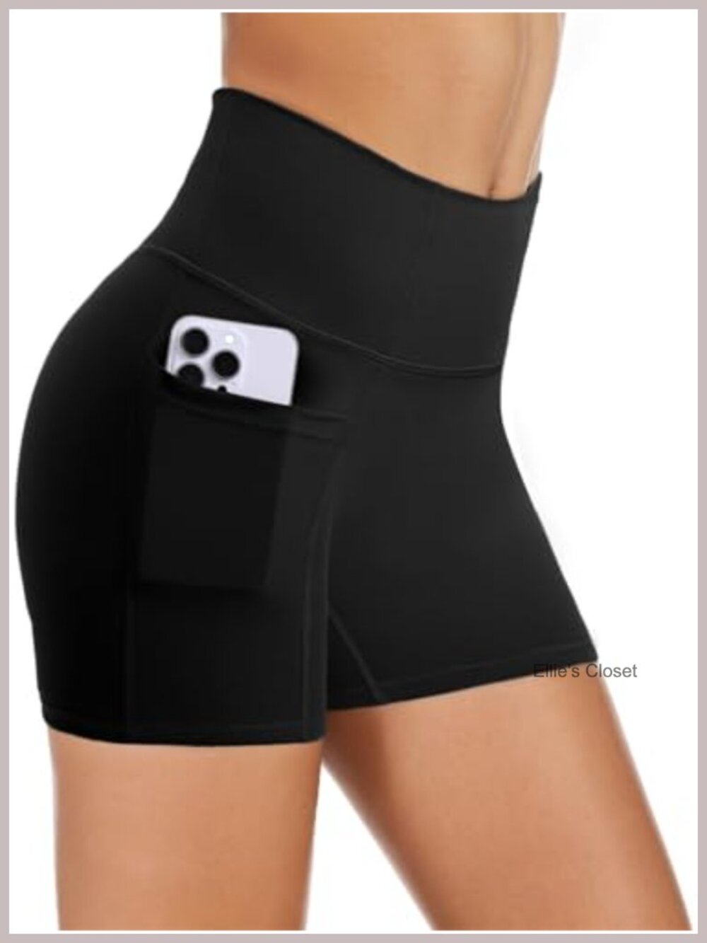 Biker Shorts Women with Pockets 5'' High Waisted Tummy Control Spandex Workout